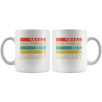 Queens are born in January vintage, birthday white gift coffee mug