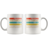 Queens are born in January vintage, birthday white gift coffee mug