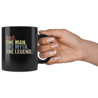 Dad the man the myth the legend vintage, father's day black gift coffee mug