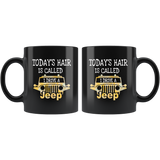 Today's hair is called I drive a jeep black coffee mug