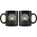 Don't mess with uncle shark, punch you in your face black vintage gift coffee mug