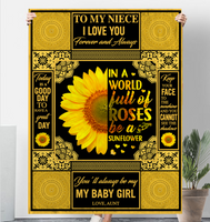 To My Niece I Love You Forever Always In World Full Roses Be Sunflower Gift From Aunt Fleece Sherpa Mink Blanket