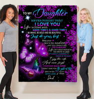 To My Daughter I Love You Be Brave Bold Beautiful Butterfly Mandala Gift From Dad Fleece Sherpa Mink Blanket