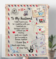 To My Husband I Married You Can't Live Without You Love Good Night Letter Envelope Gift From Wife Fleece Sherpa Mink Blanket