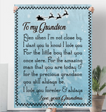 To My Grandson Grandma Love You Forever Always Christmas Gift Fleece Sherpa Mink Blanket