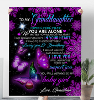 To My Granddaughter Never Feel Alone I Love Support You Butterfly Mandala Gift From Grandma Fleece Sherpa Mink Blanket