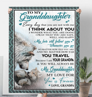 To My Granddaughter Grandpa Love You Forever Wolf White Fleece Sherpa Mink Blanket