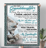 To My Granddaughter Grandpa Love You Forever Wolf White Fleece Sherpa Mink Blanket