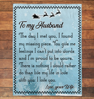 To My Husband Day Met You I Found Missing Piece Proud To Be Yours Love You Wife Christmas Gift Fleece Sherpa Mink Blanket