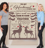 Personalized Custom Name To My Husband Hand In Hand Forever Love Wife Gift Ideas Deer Blanket