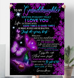 To My Granddaughter I Love You Be Brave Bold Beautiful Butterfly Mandala Gift From Grandma Fleece Sherpa Mink Blanket