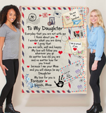 To My Daughter I Pray You Safe Well Happy Love Follow You Forever Mom Gift Letter Envelope Fleece Sherpa Mink Blanket