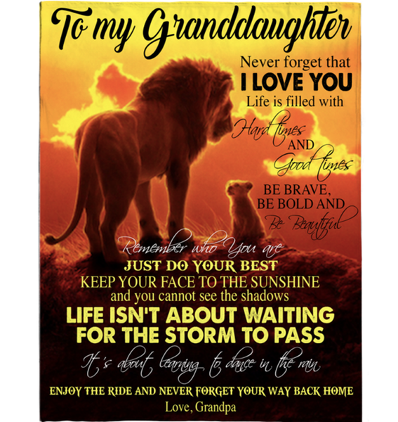 Personalized Custom Name To My Granddaughter Brave Bold Beautiful Gift Ideas From Grandpa Lion Blanket