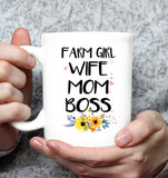 Farm Girl Wife Mom Boss Mothers Day Gift White Coffee Mug