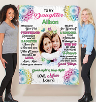 Personalized Custom Name Photo To My Daughter Mandala Love From Mom Gift Ideas Blanket