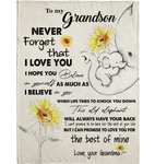 Personalized Custom Name To My Grandson Grandma Love You Elephant Sunflower Gift Ideas Blanket