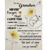 Personalized Custom Name To My Grandson Grandma Love You Elephant Sunflower Gift Ideas Blanket