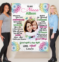 Personalized Custom Name Photo To My Niece Mandala Love From Aunt Gift Ideas Blanket