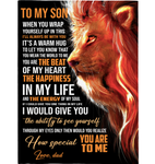 Personalized Custom Name To My Son The Beat Happiness Energy Lion Dad Gift Ideas Blanket