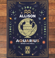 Personalized Custom Name Aquarius Zodiac Blanket Gift Ideas for Baby Horoscope Blanket