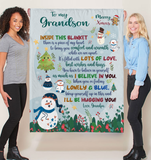 Personalized Custom Name To My Grandson Christmas Gift Ideas Xmas Grandpa Love You Blanket