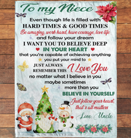 Personalized Custom Name To My Niece Uncle Love You Christmas Xmas Gift Ideas Blanket