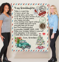 To My Granddaughter Good Great Day Laugh Love Live Smile More Worry Less I Love You Gift From Grandma Letter Envelope Christmas Xmas Fleece Sherpa Mink Blanket