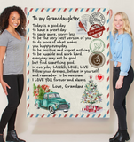 To My Granddaughter Good Great Day Laugh Love Live Smile More Worry Less I Love You Gift From Grandma Letter Envelope Christmas Xmas Fleece Sherpa Mink Blanket