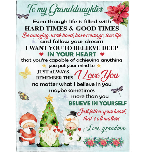 To My Granddaughter Grandma Love You Christmas Xmas Gift Ideas Blanket