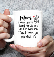 Mom I Know You've Loved Me As Long As I've Lived But I've Loved You My Whole Life Mothers Day Gift White Coffee Mug