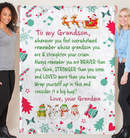 To My Grandson Straighten Crown Braver Stronger Wrap yourself Up Big Hug Christmas Xmas Gift From Grandma Fleece Sherpa Mink Blanket