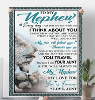 To My Nephew Aunt Love You Forever Wolf White Fleece Sherpa Mink Blanket