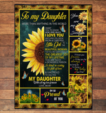 To My Daughter I Love You So Kind Caring Proud Sunflower Gift From Mom Fleece Sherpa Mink Blanket