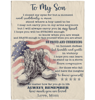 Personalized Custom Name To My Son US Military Army Marine Son Be Strong Brave Unbending Gift Ideas From Mom Blanket