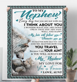 To My Nephew Aunt Love You Forever Wolf White Fleece Sherpa Mink Blanket