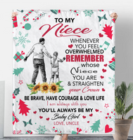 To My Niece Overwhelmed Straighten Crown Brave Courage Love Life Gift From Uncle Christmas Xmas Fleece Sherpa Mink Blanket