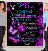 To My Niece I Love You Be Brave Bold Beautiful Butterfly Mandala Gift From Aunt Fleece Sherpa Mink Blanket