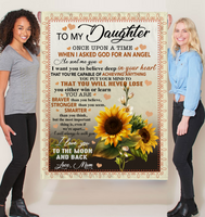 To My Daughter Angel Braver Stronger Smarter I Love You Sunflower Gift From Mom Fleece Sherpa Mink Blanket