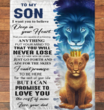 Personalized Custom Name To My Son Dad Love You Lion Gift Ideas King Blanket