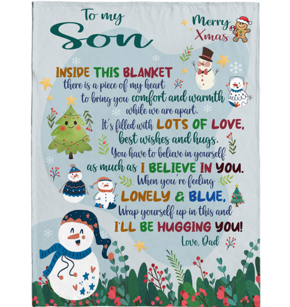 Personalized Custom Name To My Son Christmas Gift Ideas Xmas Dad Love You Blanket