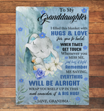 Personalized Custom Name To My Granddaughter Everything Will Be Alright Gift Ideas From Grandma Elephant Blanket
