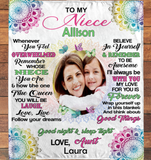 Personalized Custom Name Photo To My Niece Mandala Love From Aunt Gift Ideas Blanket