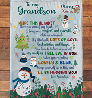 Personalized Custom Name To My Grandson Christmas Gift Ideas Xmas Grandma Love You Blanket