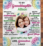 Personalized Custom Name Photo To My Granddaughter Mandala Love From Grandma Gift Ideas Blanket