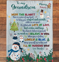 Personalized Custom Name To My Grandson Christmas Gift Ideas Xmas Grandpa Love You Blanket