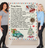 To My Niece Good Great Day Laugh Love Live Smile More Worry Less I Love You Gift From Uncle Letter Envelope Christmas Xmas Fleece Sherpa Mink Blanket