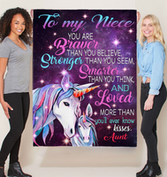 To My Niece You Are Braver Stronger Smarter Than Think Seem Believe GIft From Aunt Unicorn Fleece Sherpa Mink Blanket