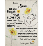 Personalized Custom Name To My Son Mom Love You Elephant Sunflower Gift Ideas Blanket