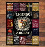 Legends Are Born In August Warrior Girl Birthday Gift Black Fleece Blanket A