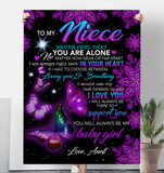 To My Niece Never Feel Alone I Love Support You Butterfly Mandala Gift From Aunt Fleece Sherpa Mink Blanket